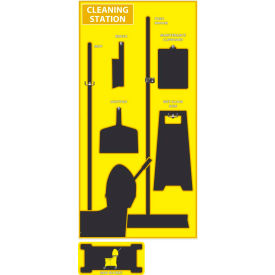 National Marker Company SB148ACP National Marker Cleaning Station Shadow Board, Yellow/Black, 72 X 36, Acp, General Purpose Composite image.