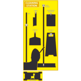 National Marker Company SB148FG National Marker Cleaning Station Shadow Board, Yellow/Black, 72 X 36, Pro Series Acrylic image.