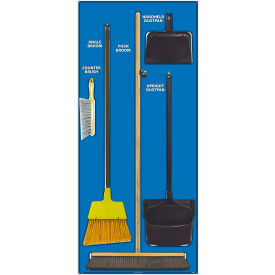 National Marker Company SBK102FG National Marker Janitorial Shadow Board Combo Kit, Blue on White, Pro Series Acrylic - SBK102FG image.