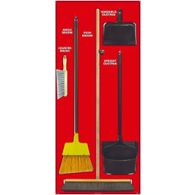 National Marker Company SBK106FG National Marker Janitorial Shadow Board Combo Kit, Red on White, Pro Series Acrylic - SBK106FG image.