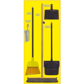 National Marker Janitorial Shadow Board Combo Kit,Yellow on Black,Industrial Grade Aluminum-SBK107AL