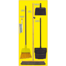 National Marker Company SBK108ACP National Marker Janitorial Shadow Board Combo Kit, Yellow on Wht,General Purpose Composite-SBK108ACP image.