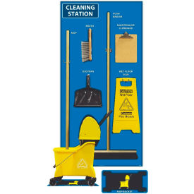 National Marker Company SBK142ACP National Marker Cleaning Station Shadow Board, Combo Kit, Blue/Black, 72 X 36, Acp, Composite image.