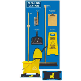 National Marker Cleaning Station Shadow Board, Combo Kit, Blue/Black, 72 X 36, Pro Series Acrylic