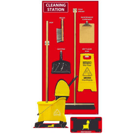 National Marker Cleaning Station Shadow Board, Combo Kit, Red/Black, 72 X 36, Pro Series Acrylic