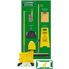 National Marker Company SBK145ACP National Marker Cleaning Station Shadow Board, Combo Kit, Green/White, 72 X 36, Acp, Composite image.