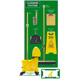 National Marker Company SBK145FG National Marker Cleaning Station Shadow Board, Combo Kit, Green/White, 72 X 36, Pro Series Acrylic image.