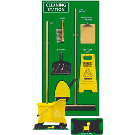 National Marker Company SBK146ACP National Marker Cleaning Station Shadow Board, Combo Kit, Green/Black, 72 X 36, Acp, Composite image.