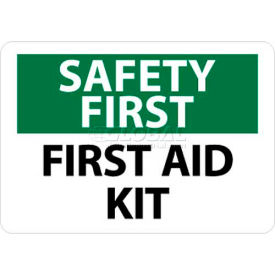 NMC SF41R OSHA Sign Safety First - First Aid Kit 7"" X 10"" White/Green/Black