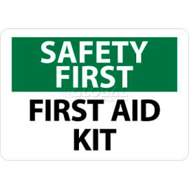 NMC SF41RB OSHA Sign Safety First - First Aid Kit 10"" X 14"" White/Green/Black