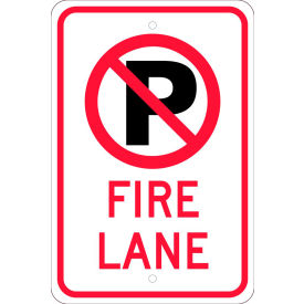 National Marker Company TM0101J NMC TM0101J Traffic Sign, No Parking (Graphic) Fire Lane, 18" X 12", White image.