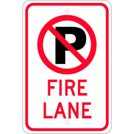 National Marker Company TM0101K NMC TM0101K Traffic Sign, No Parking (Graphic) Fire Lane, 18" X 12", White image.