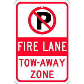 National Marker Company TM062J NMC TM062J Traffic Sign, No Parking Fire Lane Tow-Away Zone, 18" X 12", White image.