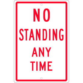 National Marker Company TM098H NMC TM098H Traffic Sign, No Standing Anytime, 18" X 12", White image.