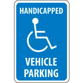 NMC TM10G Traffic Sign Handicapped Vehicle Parking 18"" X 12"" White/Blue