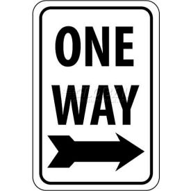 NMC TM116J Traffic Sign One Way With Right Arrow 24"" X 18"" White/Black