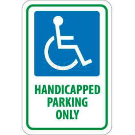 NMC TM145J Traffic Sign Handicapped Parking Only 18"" X 12"" White/Blue/Green