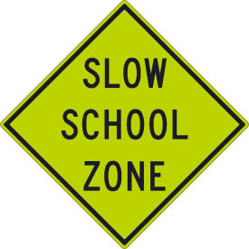 National Marker Company TM177DG NMC TM177DG Traffic Sign, Slow School Zone Sign, 30" X 30", Yellow image.