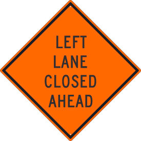 National Marker Company TM179K NMC TM179K Traffic Sign, Left Lane Closed Ahead Sign, 30" X 30", Orange image.