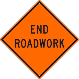 National Marker Company TM191K NMC TM191K Traffic Sign, End Roadwork Sign, 30" X 30", Orange image.