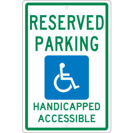 National Marker Company TM197H NMC TM197H Traffic Sign, Reserved Parking Van Accessible, 18" X 12", White image.