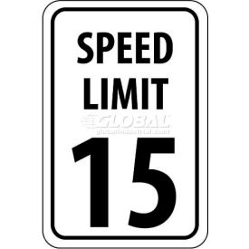 NMC TM19G Traffic Sign 15 MPH Speed Limit Sign 18"" X 12"" White/Black