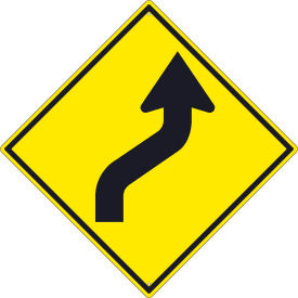 National Marker Company TM243K NMC TM243K Traffic Sign, Lane Shift Arrow Left Sihn, 30" X 30", Yellow image.