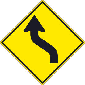 National Marker Company TM245K NMC TM245K Traffic Sign, Lane Shift Arrow Right Sign, 30" X 30", Yellow image.