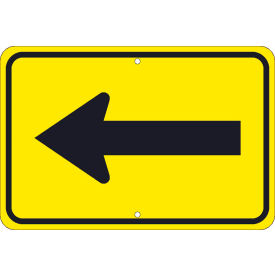 National Marker Company TM249K NMC TM249K Traffic Sign, Large Arrow One Direction Sign, 12" X 18", Yellow image.
