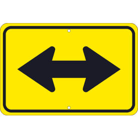 National Marker Company TM255K NMC TM255K Traffic Sign, Large Arrow Two Directions Sign, 12" X 18", Yellow image.