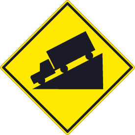National Marker Company TM256K NMC TM256K Traffic Sign, Steep Decline Sign, 30" X 30", Yellow image.
