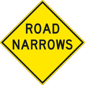 National Marker Company TM265K NMC TM265K Traffic Sign, Road Narrows Sign, 30" X 30", Yellow image.