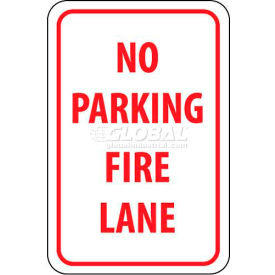 NMC TM3G Traffic Sign No Parking Fire Lane 18"" X 12"" White/Red