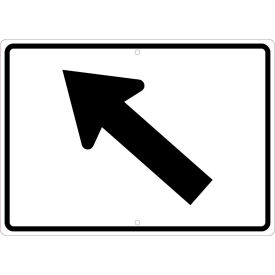 National Marker Company TM504K NMC TM504K Traffic Sign, Aux Diagonal Arrow Left, 15" X 21", White image.