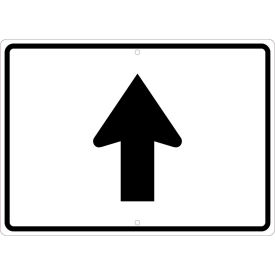 National Marker Company TM506K NMC TM506K Traffic Sign, Aux Straight Arrow, 15" X 21", White image.