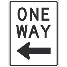 National Marker Company TM510J NMC TM510J Traffic Sign, One Way Arrow Left, 24" x 18", White image.