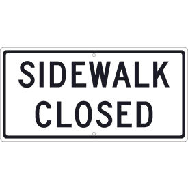 National Marker Company TM516J NMC TM516J Traffic Sign, Sidewalk Closed, 12" X 24", White image.