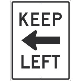 National Marker Company TM531K NMC TM531K Traffic Sign, Keep Left Arrow (Graphic), 24" x 18", White image.