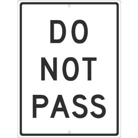 National Marker Company TM532J NMC TM532J Traffic Sign, Do Not Pass, 24" x 18", White image.