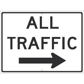 National Marker Company TM536J NMC TM536J Traffic Sign, All Traffic With Arrow Sign, 24" x 18", White image.