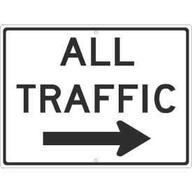 National Marker Company TM536K NMC TM536K Traffic Sign, All Traffic With Arrow Sign, 24" x 18", White image.