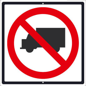 National Marker Company TM537J NMC TM537J Traffic Sign, No Trucks Sign, 24" x 24", White image.