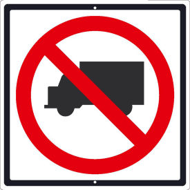 National Marker Company TM537K NMC TM537K Traffic Sign, No Trucks Sign, 24" x 24", White image.