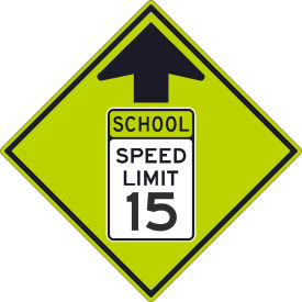 National Marker Company TM606DG NMC TM606DG Traffic Sign, School Speed Limit 15 Sign, 30" X 30", Yellow image.