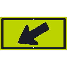 National Marker Company TM607DG NMC TM607DG Traffic Sign, Diagonal Arrow Down (Graphic), 12" X 24", Yellow image.