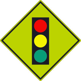 National Marker Company TM612DG NMC TM612DG Traffic Sign, Intersection Traffic Light (Graphic), 30" X 30", Yellow image.