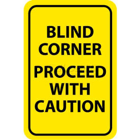 NMC TM71G Traffic Sign Blind Corner Proceed With Caution 18"" X 12"" Yellow/Black