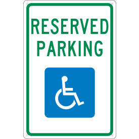 National Marker Company TM97G NMC TM97G Traffic Sign, Reserved Handicapped Parking, 18" X 12", White image.