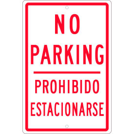 National Marker Company TM98H NMC TM98H Traffic Sign, No Parking Bi-Lingual, 18" X 12", White image.