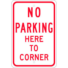 National Marker Company TM99J NMC TM99J Traffic Sign, No Parking Here To Corner, 18" X 12", White image.